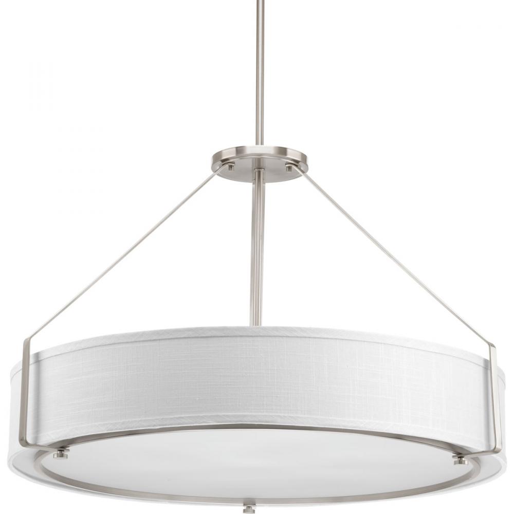 Ratio Collection Six-Light Brushed Nickel Fabric Shade Coastal Pendant Light