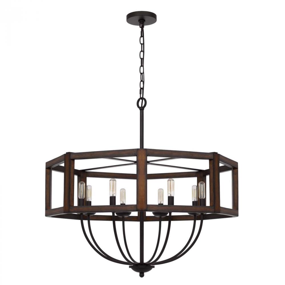 60W X 8 Renton Hexagon Rubber Wood/Metal Chandelier