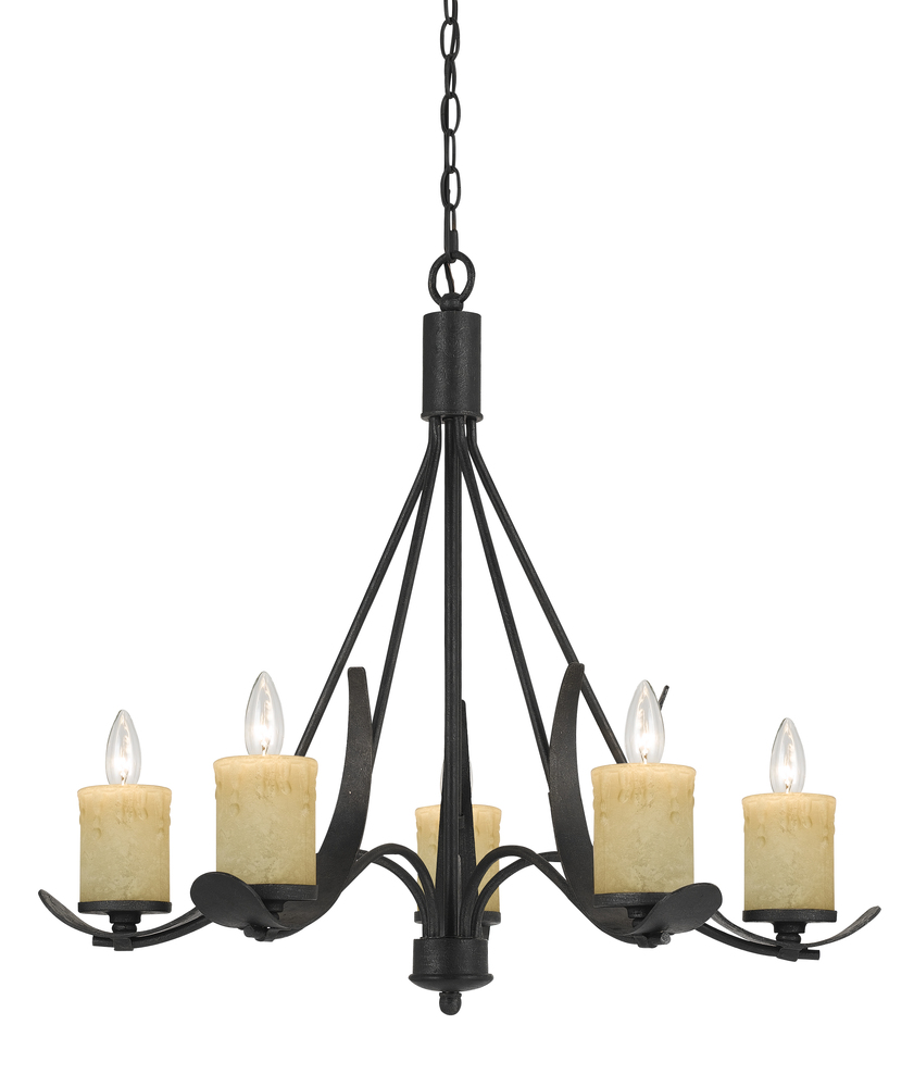 25.5" Inch Tall Metal Chandelier in Black Smith Finish