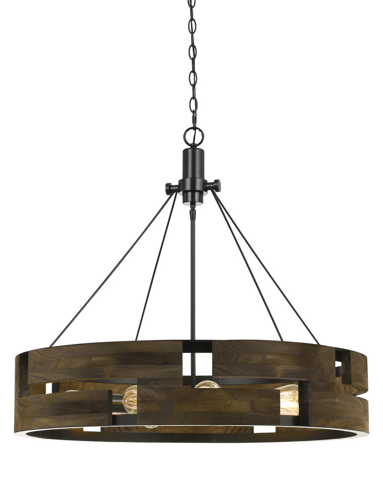 30" Height Metal Chandelier in Smoky Wood Finish