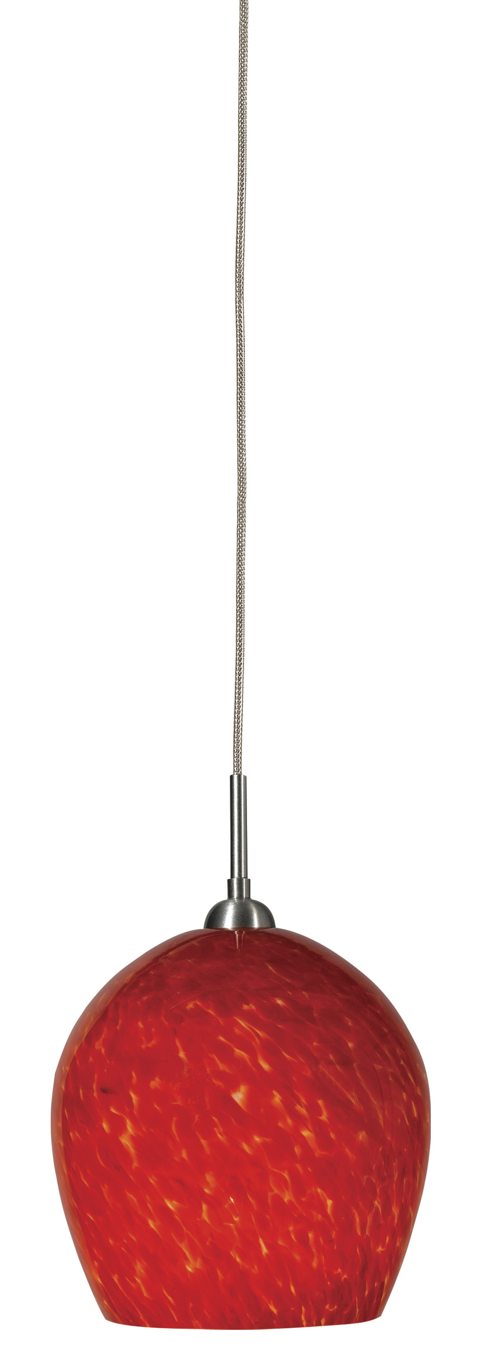 4.9" Tall Glass and Metal Pendant with Brushed Steel Cord