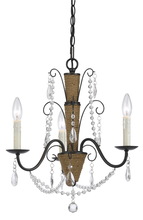 CAL Lighting FX-3592-3 - 24.25" Inch Tall Metal and Crystal Chandelier in Rattan and Crystal Finish