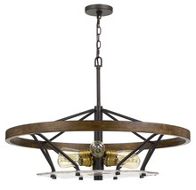 CAL Lighting FX-3721-6 - Sherrill Metal/Wood Chandelier (Edison Bulbs Not included)