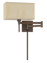 CAL Lighting WL-2930-RU - 60W Robson Wall Swing Arm Reading Lamp with Rectangular Hardback Fabric Shade. 3 Ft Wire Cover