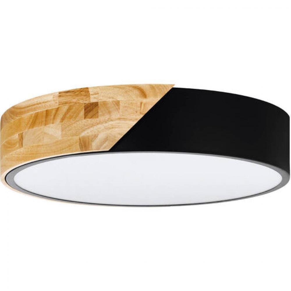 2 LT Ceiling Light With Black Fabric and Wood Finish and white plastic diffuser