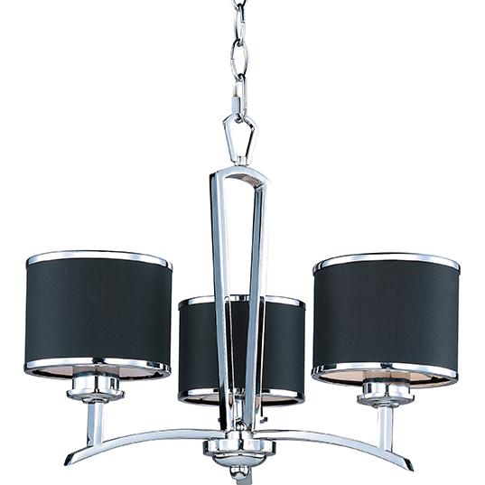 Three Light Polished Chrome Drum Shade Mini Chandelier