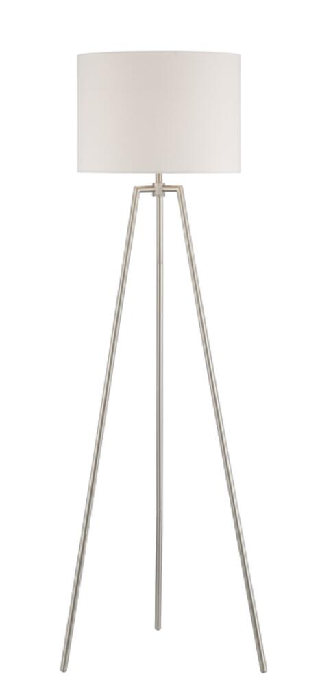 1 Light Metal Tri-Pod Base Floor Lamp in Brushed Nickel