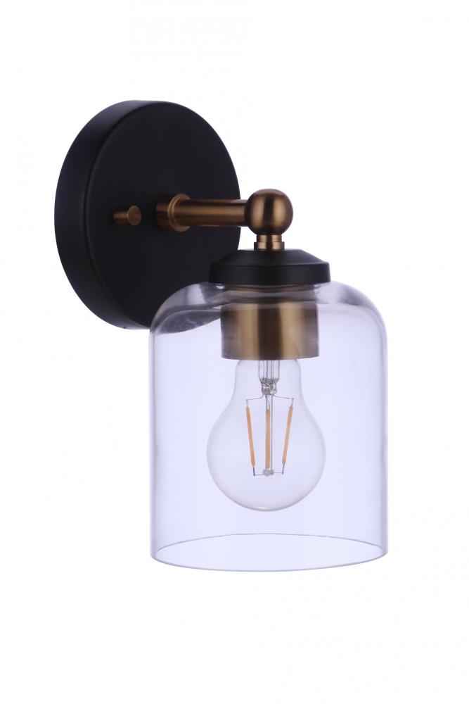 Coppa 1 Light Wall Sconce in Flat Black/Satin Brass