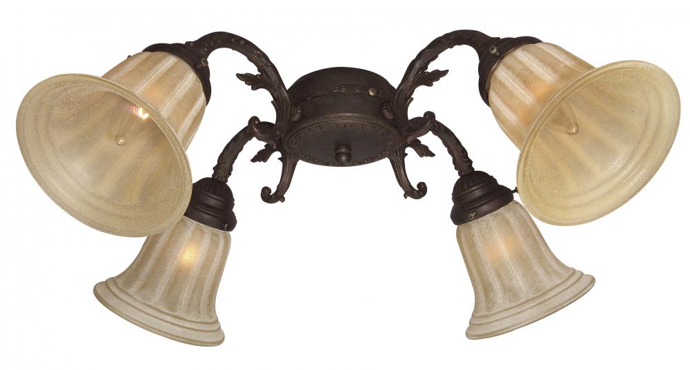 4 Light Universal Fitter in Aged Bronze Textured- Glass sold separately