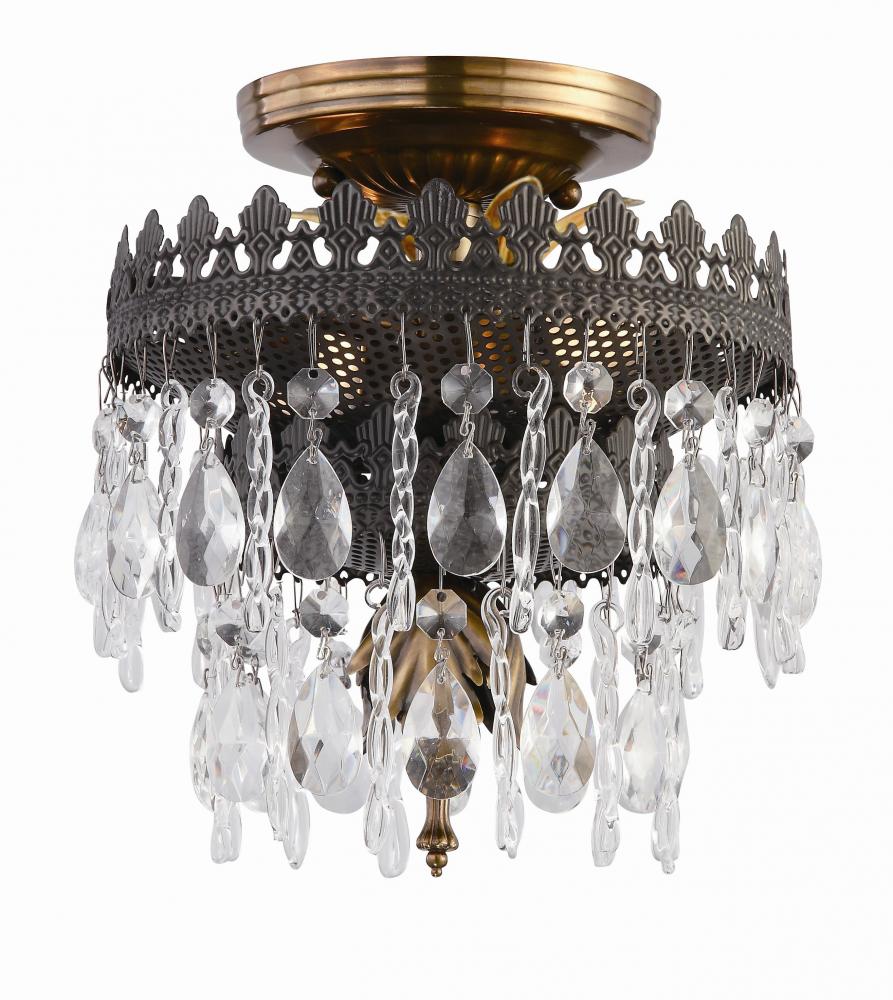 Alhambra 2 Light Hand Cut Crystal Semi-Flush