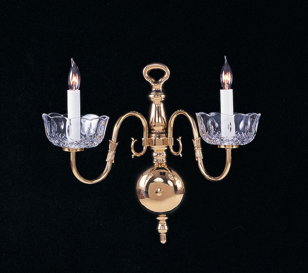 Crystorama 2 Light Polished Brass Sconce