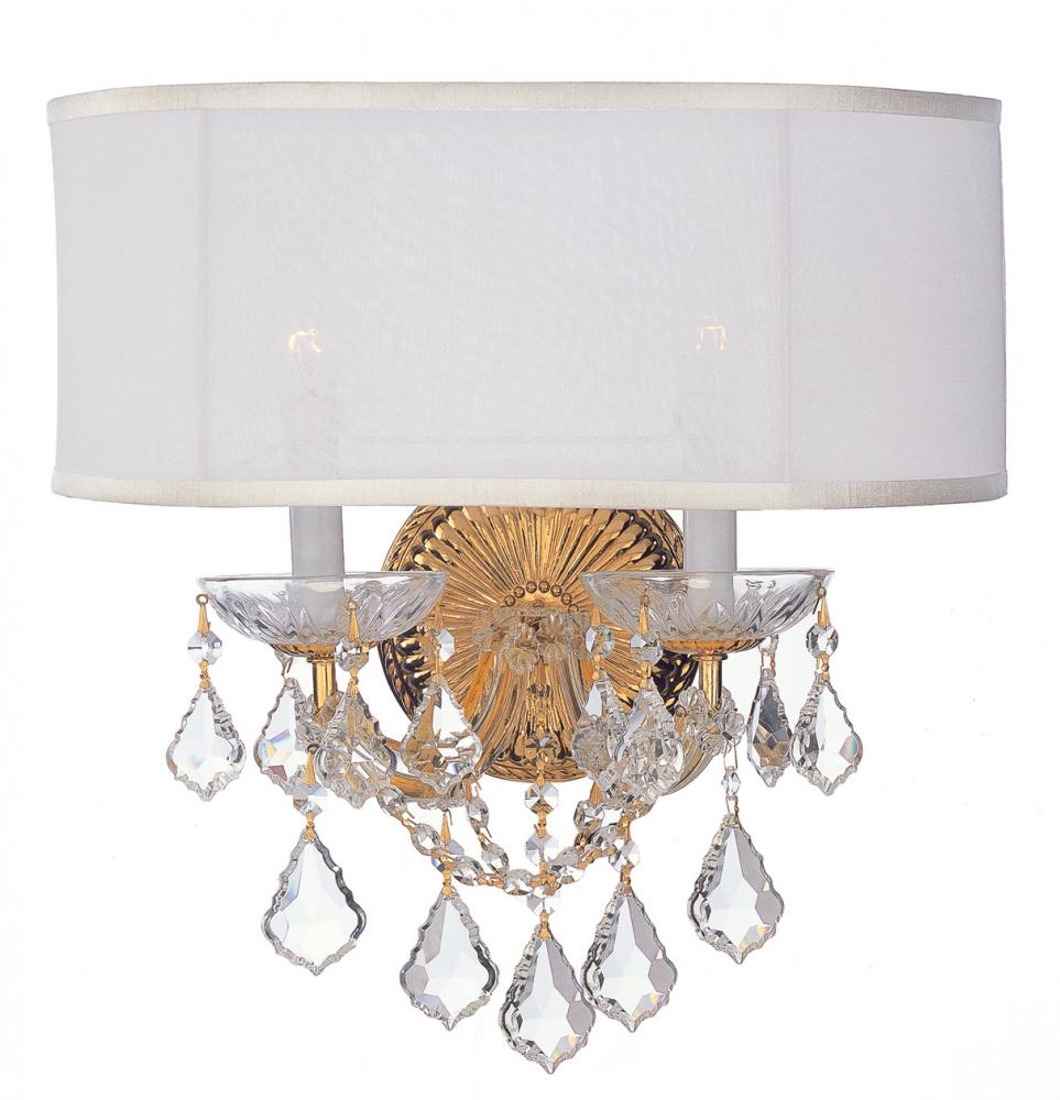 Brentwood 2 Light Spectra Crystal Gold Sconce