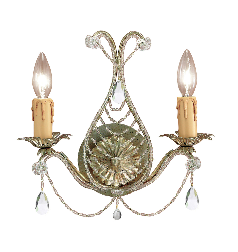 Crystorama Paris Market 2 Light Gold Leaf Sconce