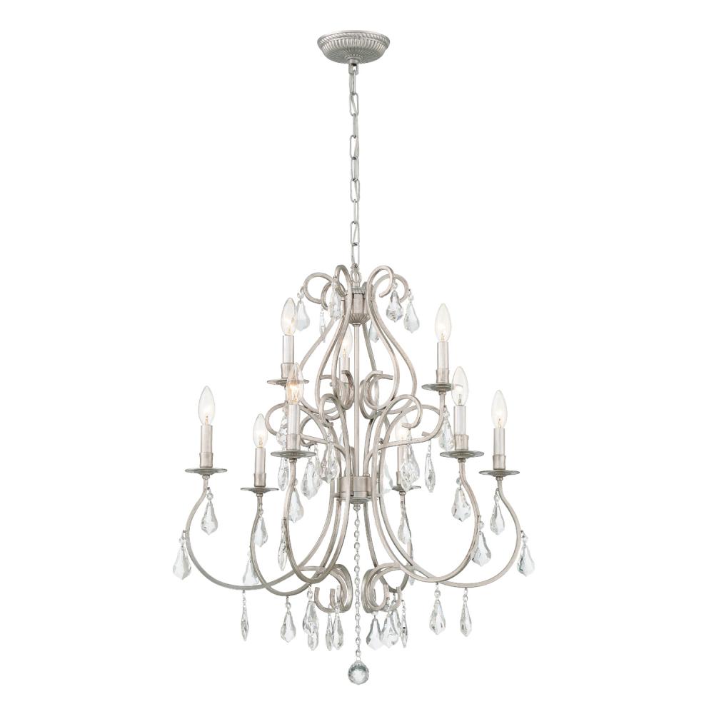 Ashton 9 Light Swarovski Strass Crystal Olde Silver Chandelier