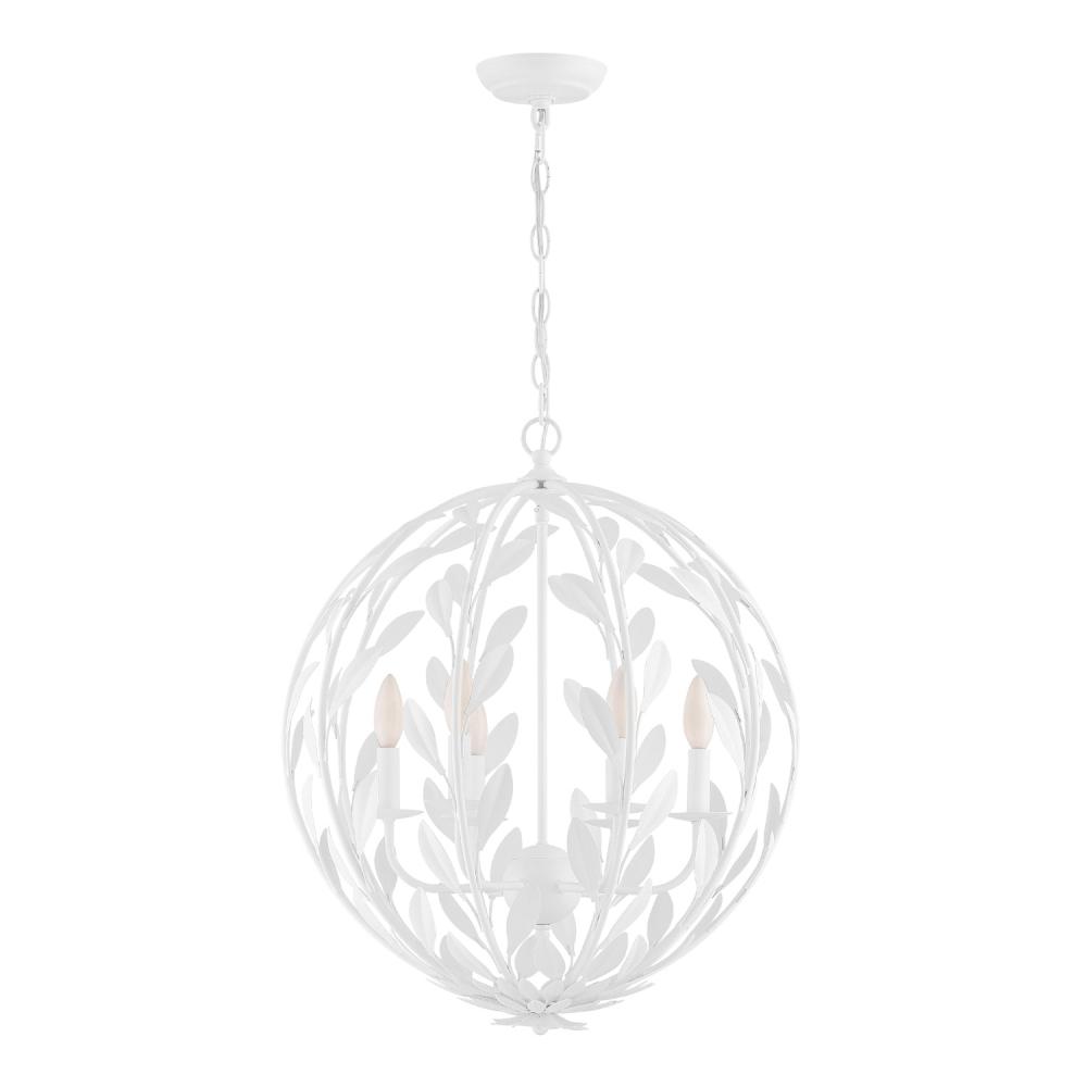 Broche 6 Light Matte White Chandelier