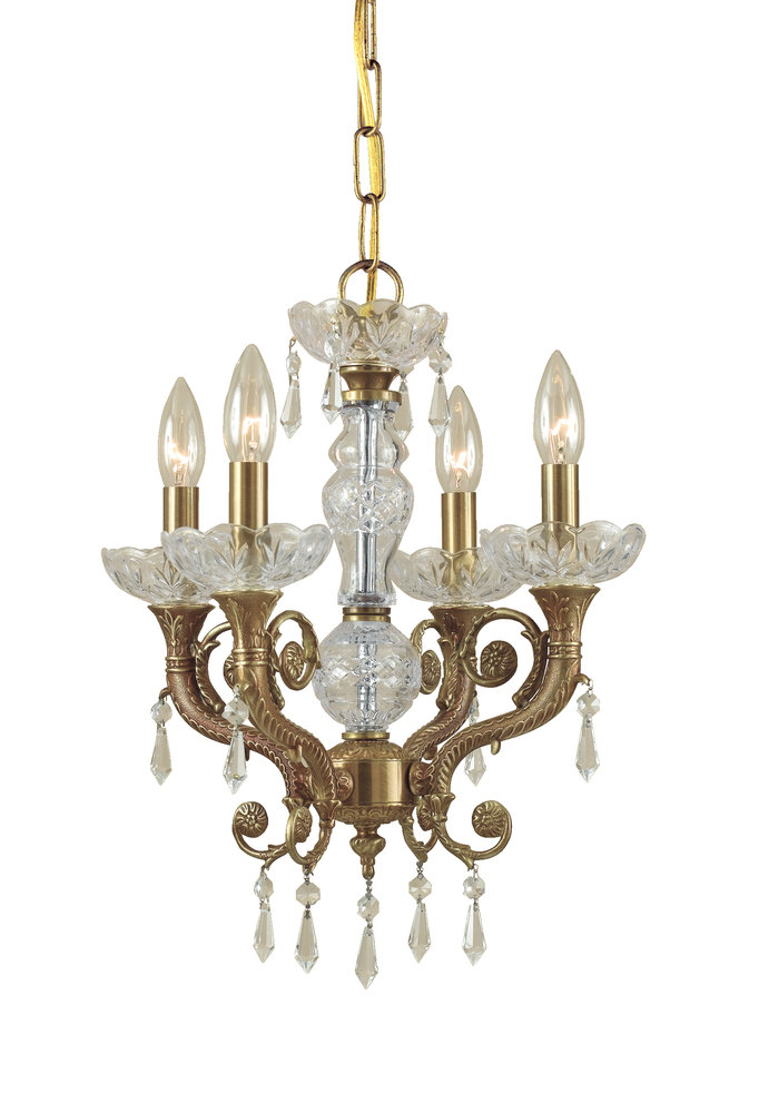 Crystorama Regal 4 Light Clear Spectra Crystal Brass Mini Chandelier