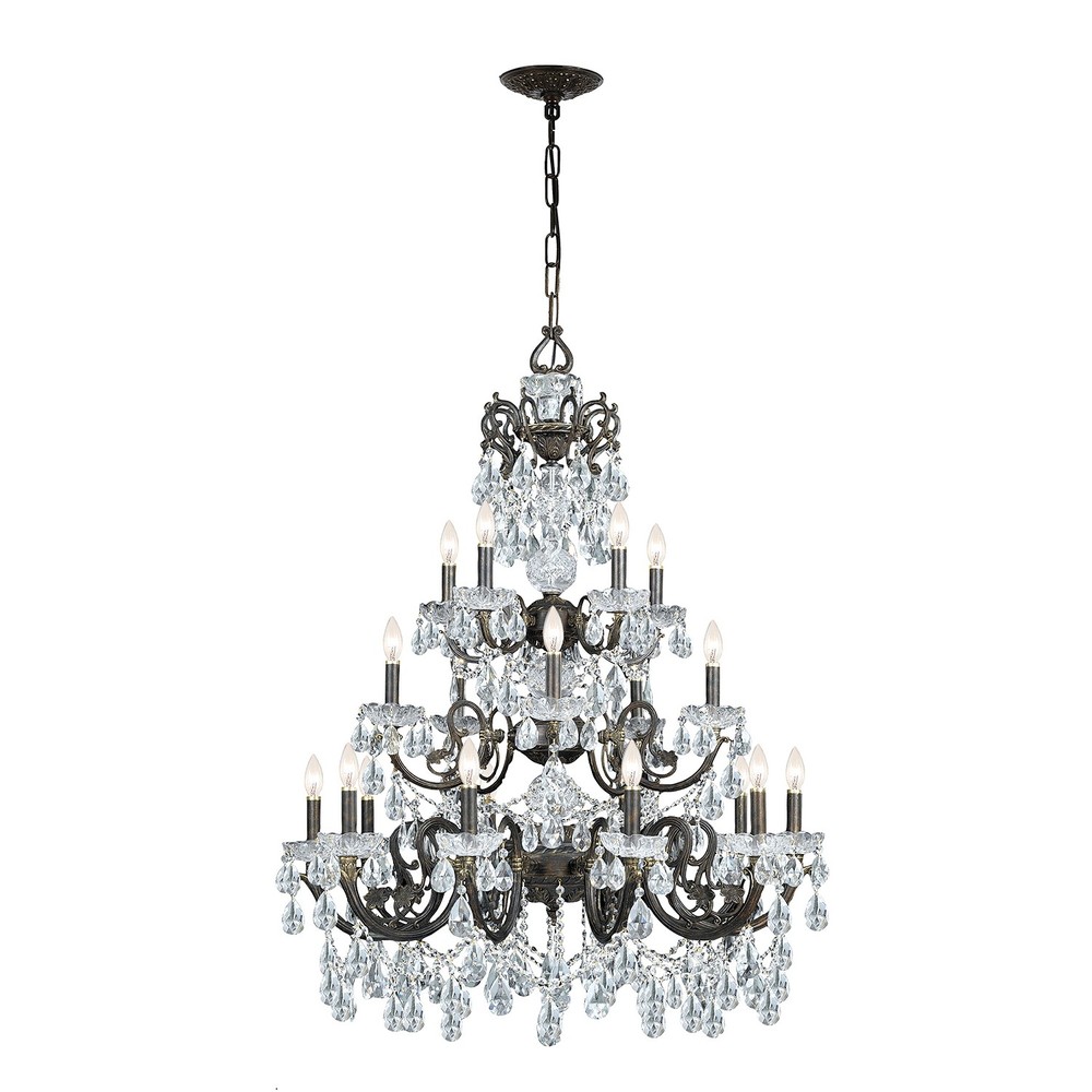 Legacy 20 Light Clear Italian Crystal English Bronze Chandelier