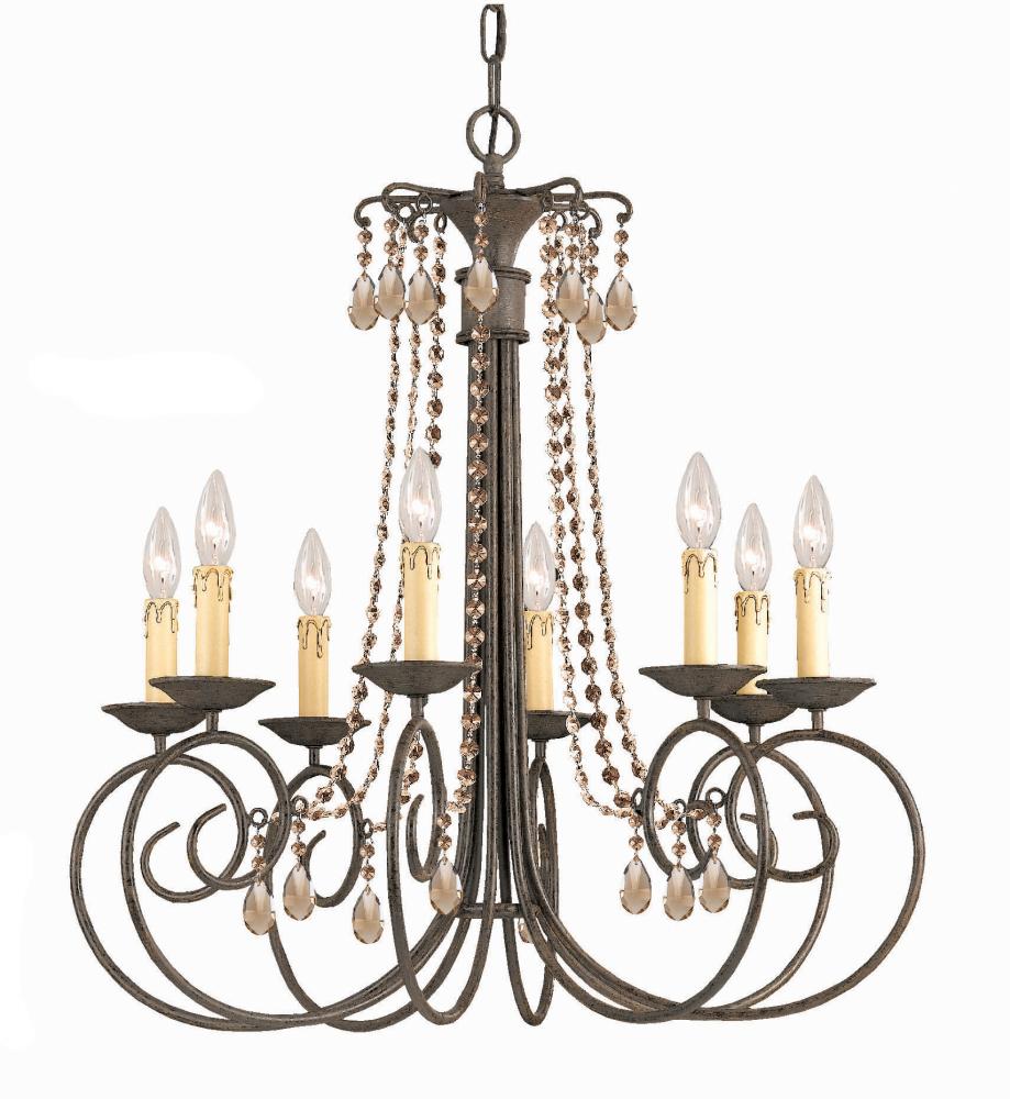 Crystorama Soho 8 Light Golden Teak Swarovski Strass Crystal Chandelier