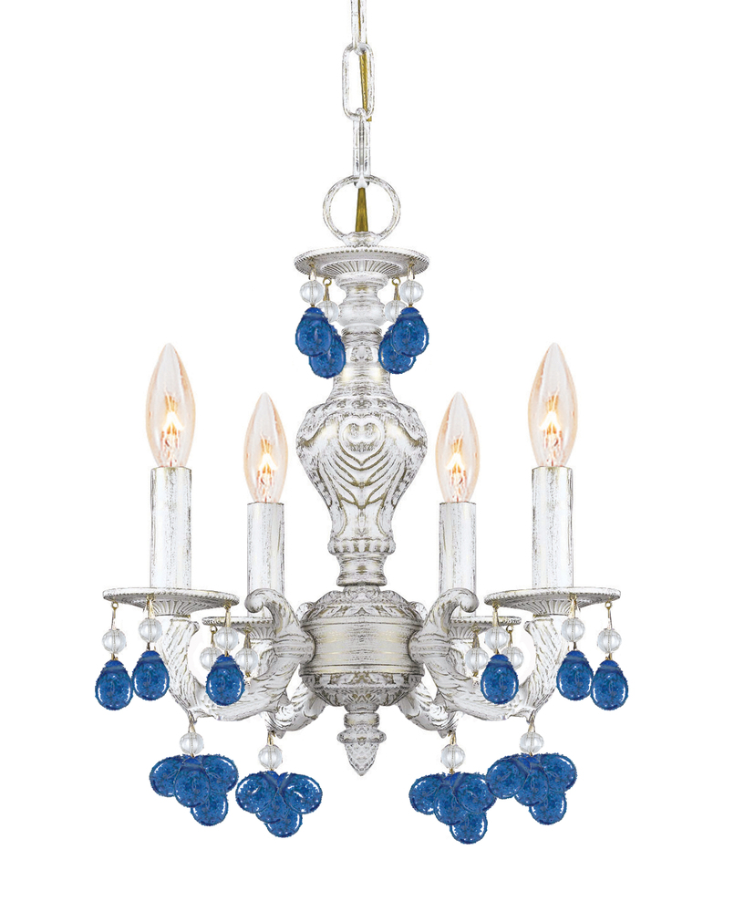 Paris Market 4 Light Blue Crystal White Mini Chandelier