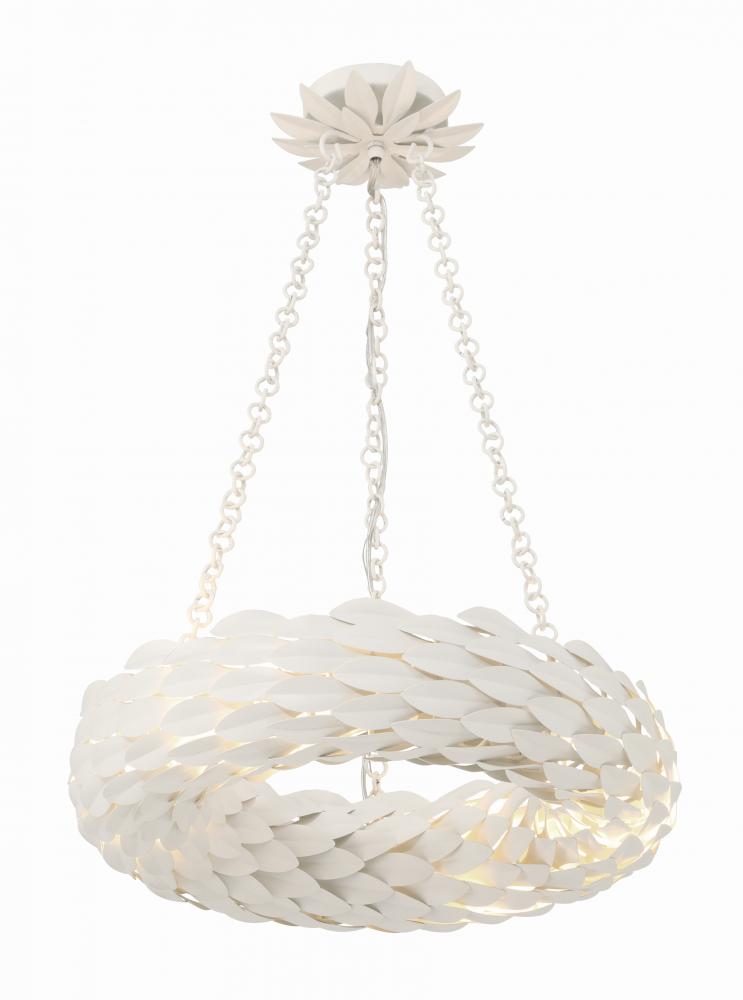 Broche 6 Light Matte White Chandelier