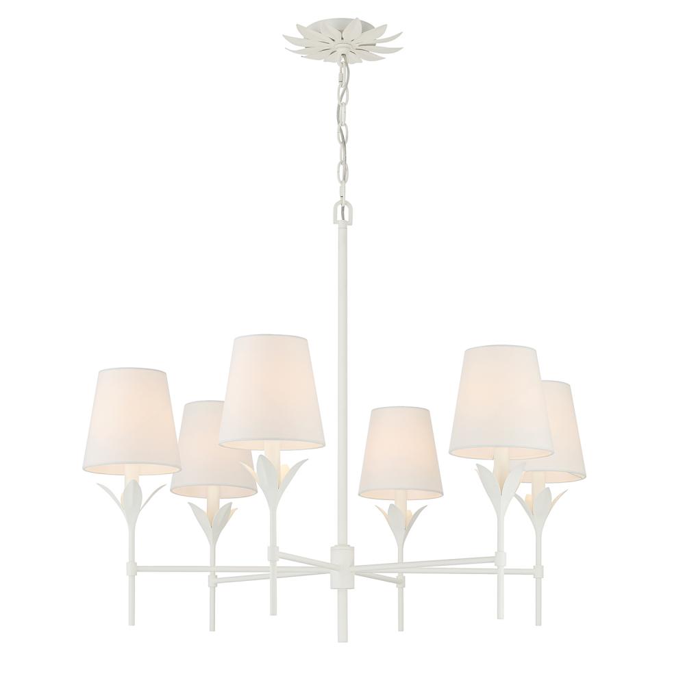 Broche 6 Light Matte White Chandelier