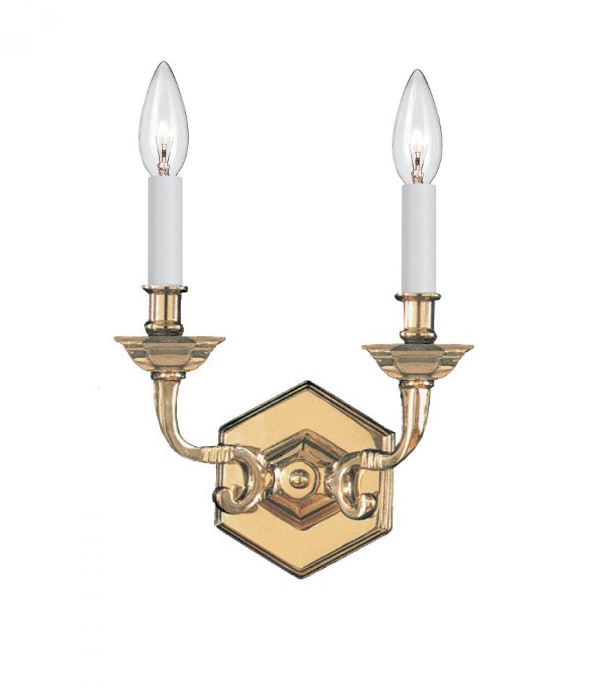 2 Light Polished Brass Cast Brass Wall Mount I