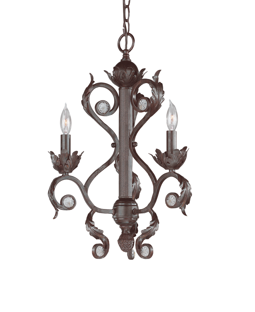 Crystorama Winslow 3 Light Dark Rust Mini Chandelier