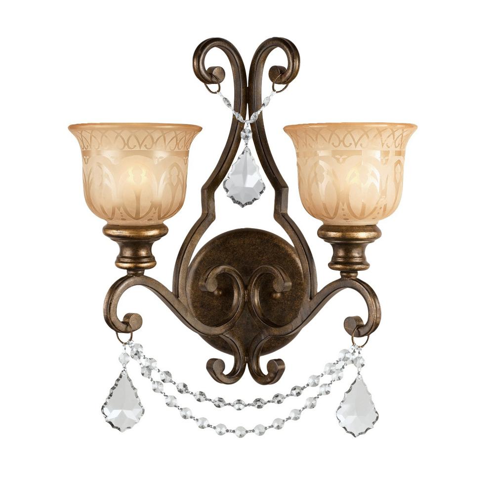 Norwalk 2 Light Spectra Crystal Bronze Umber Sconce