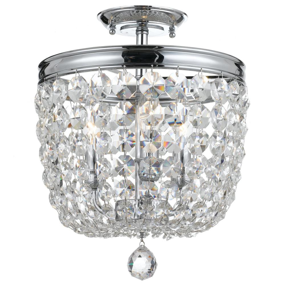 Archer 3 Light Spectra Crystal Polished Chrome Semi Flush Mount