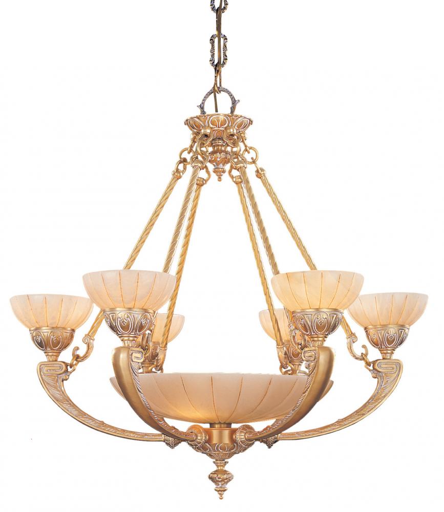 Natural Alabaster 9 Light French White Chandelier