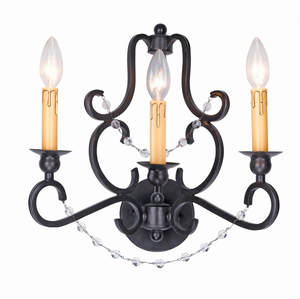 Orleans 3 Light Black Iron Sconce