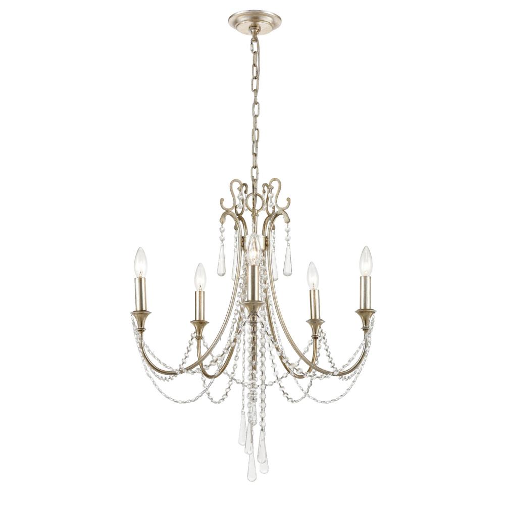 Arcadia 5 Light Antique Silver Chandelier