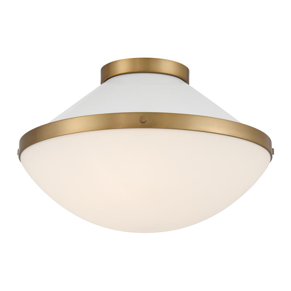 Xander 2 Light Vibrant Gold + White Flush Mount