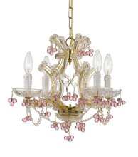 Crystorama 4474-GD-ROSA - Maria Theresa 4 Light Rosa Crystal Gold Mini Chandelier