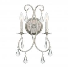 Crystorama 5012-OS-CL-S - Ashton 2 Light Swarovski Strass Crystal Olde Silver Sconce