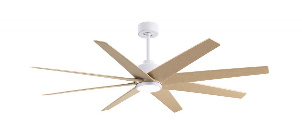 Ariella 8-blade ceiling fan in Matte White and Light Maple Tone blades