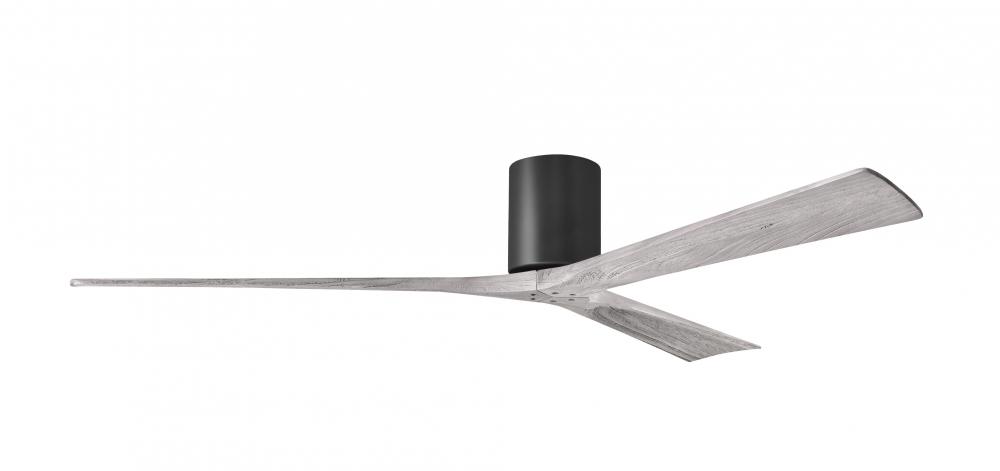 Irene-3H three-blade flush mount paddle fan in Matte Black finish with 72” solid barn wood tone