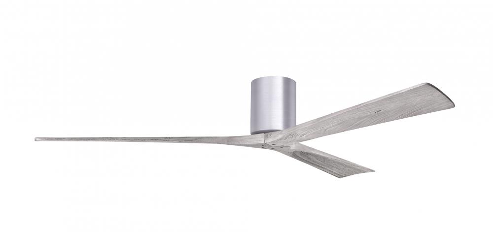 Irene-3H three-blade flush mount paddle fan in Brushed Nickel finish with 72” solid barn wood to