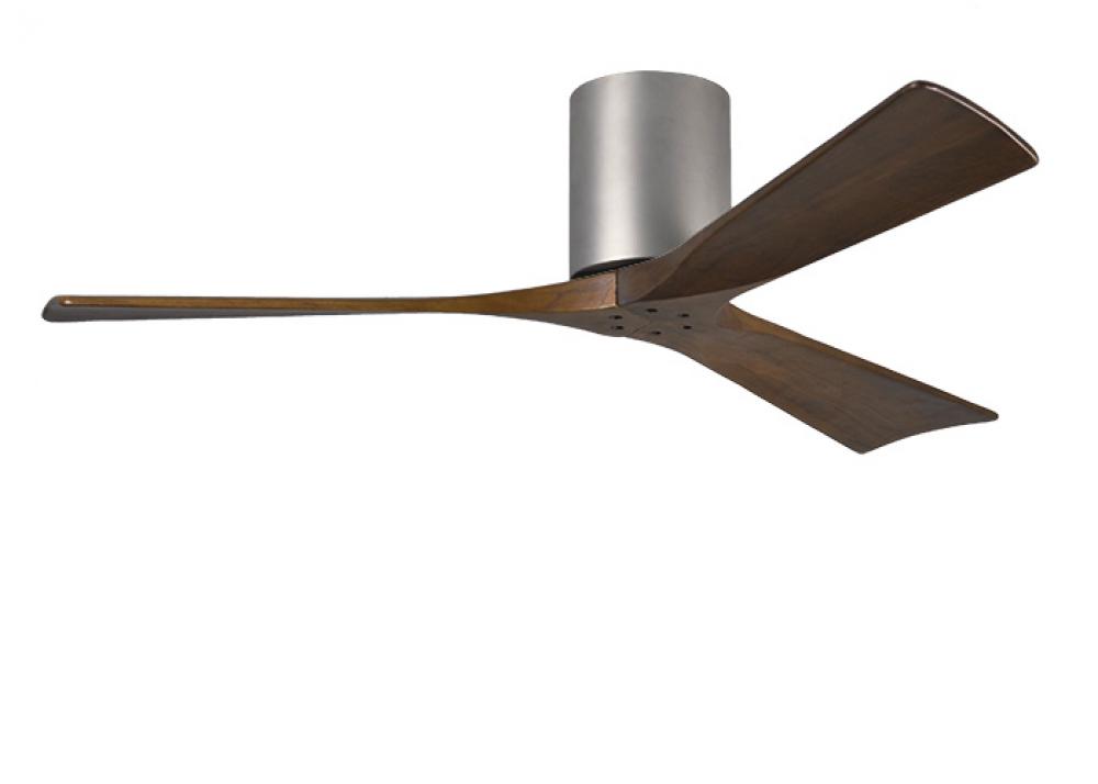 Irene-3H three-blade flush mount paddle fan in Brushed Nickel finish with 42” solid barn wood to