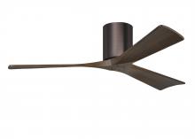 Matthews Fan Company IR3H-BB-WA-52 - Irene-3H three-blade flush mount paddle fan in Brushed Bronze finish with 52” solid walnut tone