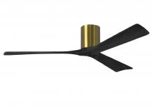 Matthews Fan Company IR3H-BRBR-BK-60 - Irene-3H three-blade flush mount paddle fan in Brushed Brass finish with 60” solid matte black w