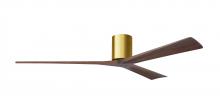 Matthews Fan Company IR3H-BRBR-WA-72 - Irene-3H three-blade flush mount paddle fan in Brushed Brass finish with 72” solid walnut tone b