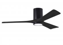 Matthews Fan Company IR3HLK-BK-BK-52 - Irene-3HLK three-blade flush mount paddle fan in Matte Black finish with 52” solid matte black w