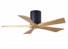 Matthews Fan Company IR5H-BK-LM-42 - Irene-5H three-blade flush mount paddle fan in Matte Black finish with 42” Light Maple tone blad