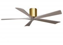 Matthews Fan Company IR5H-BRBR-GA-60 - Irene-5H three-blade flush mount paddle fan in Brushed Brass finish with 60” Gray Ash tone blade