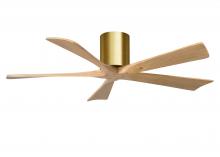 Matthews Fan Company IR5H-BRBR-LM-52 - Irene-5H three-blade flush mount paddle fan in Brushed Brass finish with 52” Light Maple tone bl