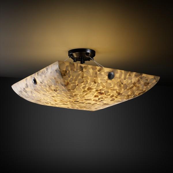 18" LED Semi-Flush Bowl w/ CONCENTRIC SQUARES FINIALS