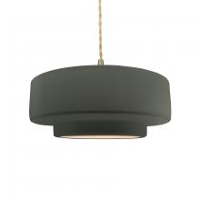 Justice Design Group CER-6543-PWGN-BRSS-BEIG-TWST - Medium Tier 1-Light Pendant