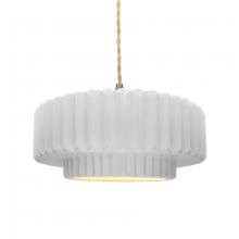 Justice Design Group CER-6553-WHT-BRSS-BEIG-TWST - Medium Tier Pleated 1-Light Pendant