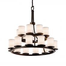 Justice Design Group FAB-8767-10-WHTE-DBRZ-LED21-14700 - Dakota 21-Light 2-Tier Ring LED Chandelier